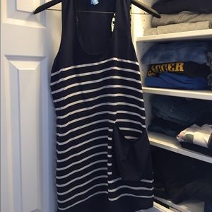 Blue and white striped tank dress